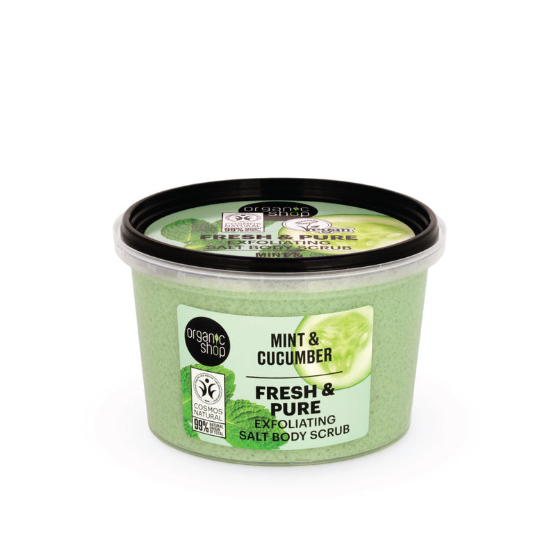 Organic Shop scrub corpo al sale fresco e puro corpo menta e cetriolo, 250 ml